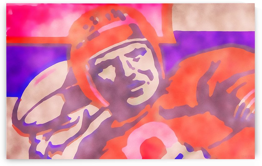 Vintage Quarterback Football Art_Watercolor Style Sports Art Print by Row One Brand