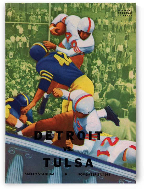 1953 Detroit Titans at Tulsa Golden Hurricane by Row One Brand