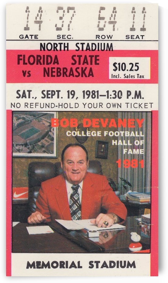 1981 Nebraska vs. Florida State by Row One Brand