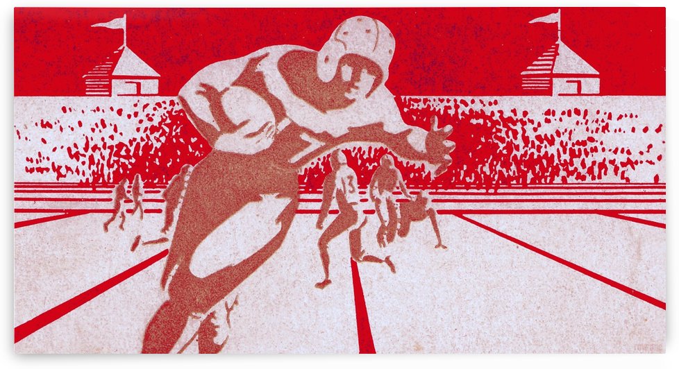 Red Wall Decor_Red Sports Art_Red Gridiron Poster by Row One Brand