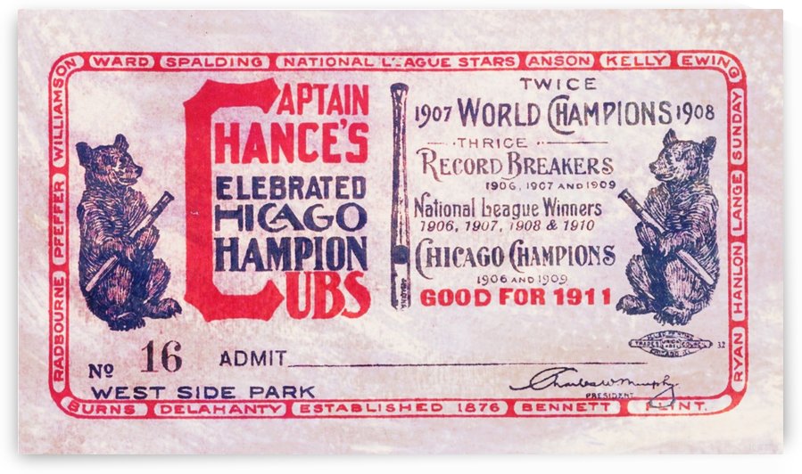 1911 Cubs Season Pass by Row One Brand