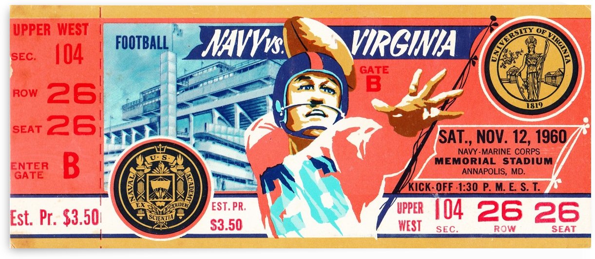 1960_College_Football_Navy vs. Virginia_Memorial Stadium_Annapolis Gift Idea by Row One Brand