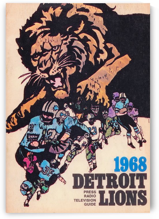 1968 Detroit Lions NFL Press Guide Reproduction Art_Detroit Michigan Gift Ideas by Row One Brand
