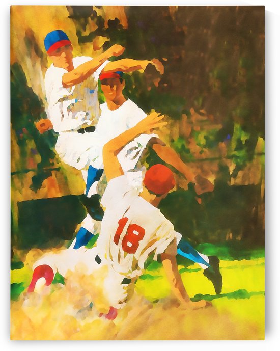 Retro Baseball Watercolor Art by Row One Brand