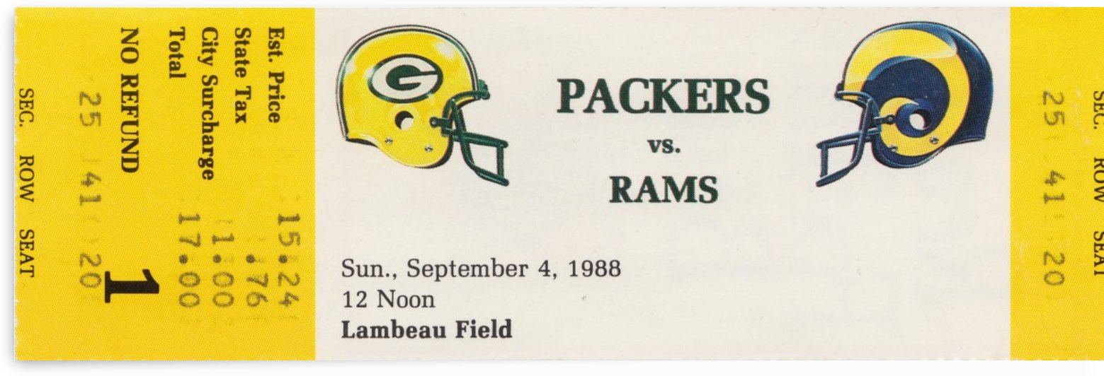 1988 Green Bay Packers vs. LA Rams by Row One Brand