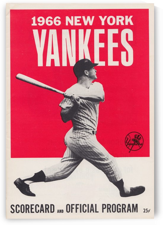 1966 New York Yankees Baseball Score Card Art by Row One Brand