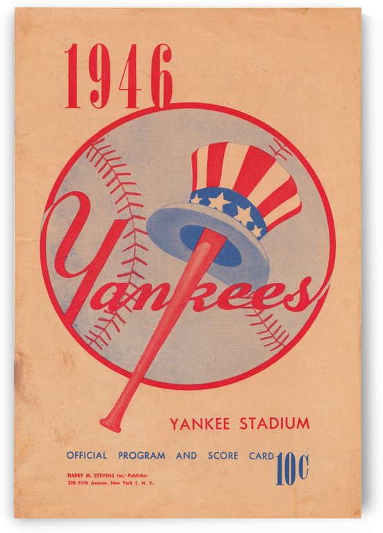 1946 New York Yankees Baseball Scorecard Art by Row One Brand
