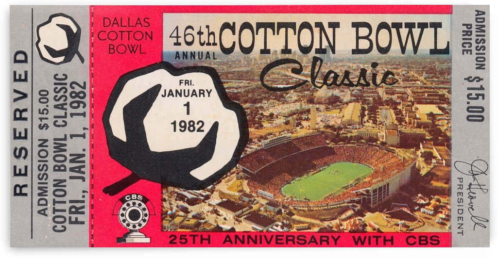 1982 Cotton Bowl Texas Win by Row One Brand
