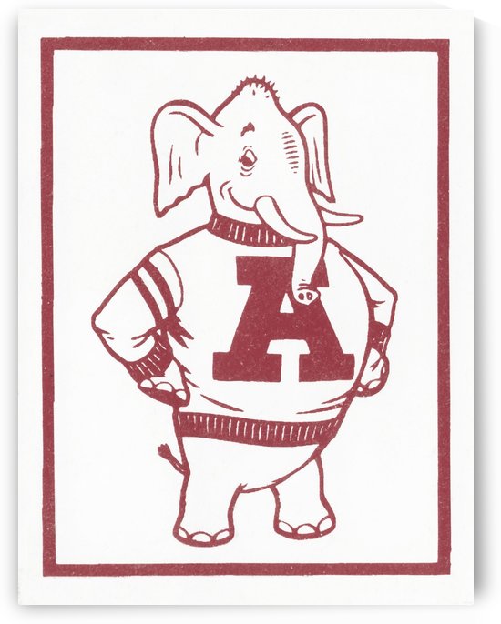 Vintage University of Alabama Elephant Art Reproduction Poster by Row One Brand