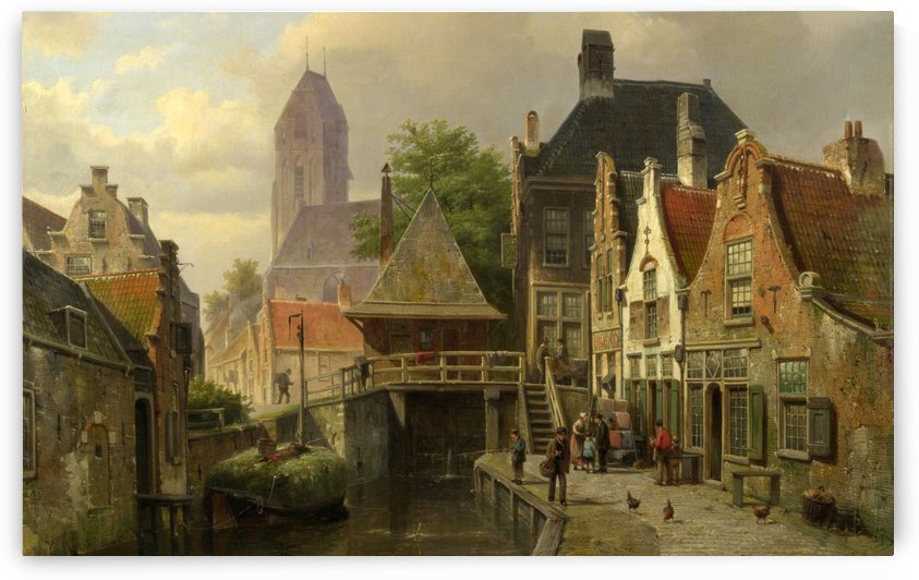 City scene on the canal by Willem Koekkoek