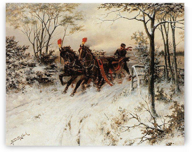Behind the sledge by Willem Koekkoek