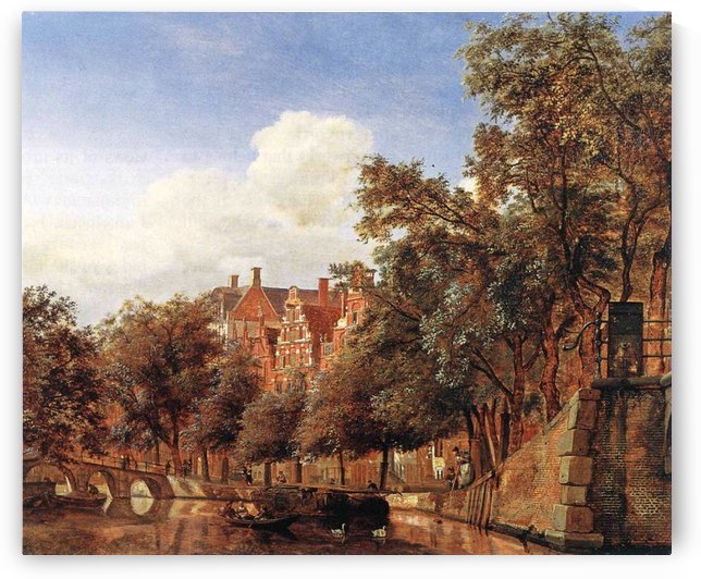 Along the canal by Willem Koekkoek