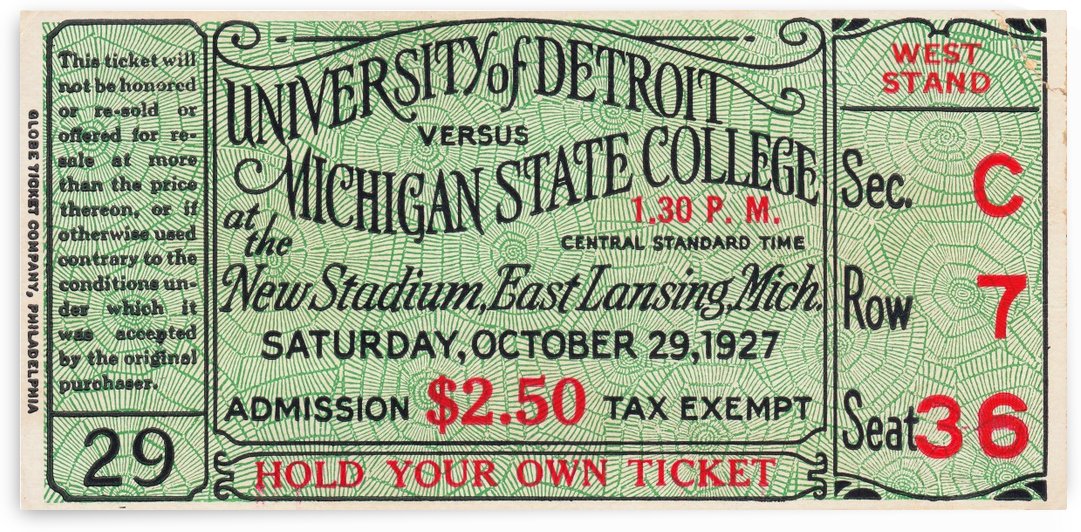 1927 Detroit vs. Michigan State by Row One Brand