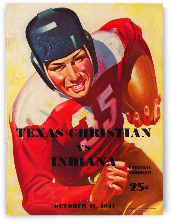 1941 Texas Christian vs. Indiana Football Cover Art by Row One Brand