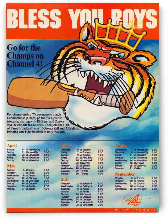 1985 Detroit Tigers TV Schedule Wall Art by Row One Brand