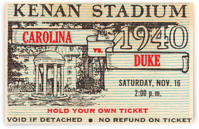 1940 Duke Blue Devils at UNC Tar Heels by Row One Brand