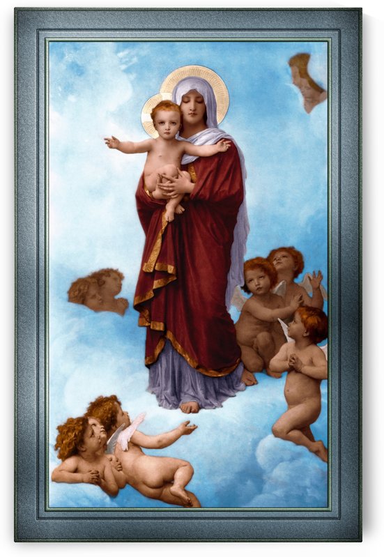 Our Lady of the Angels by William-Adolphe Bouguereau Colorized Old Masters Reproduction by xzendor7