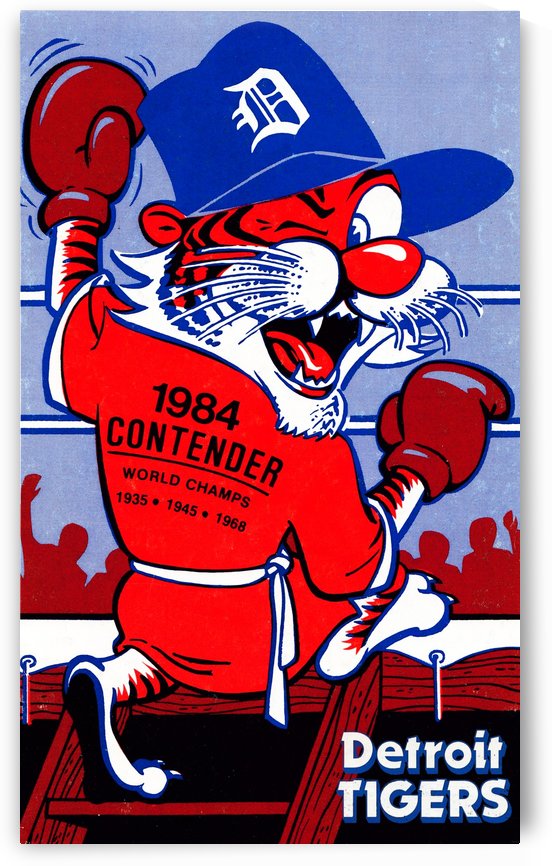 1984 Detroit Tigers Boxer Cartoon Art by Row One Brand