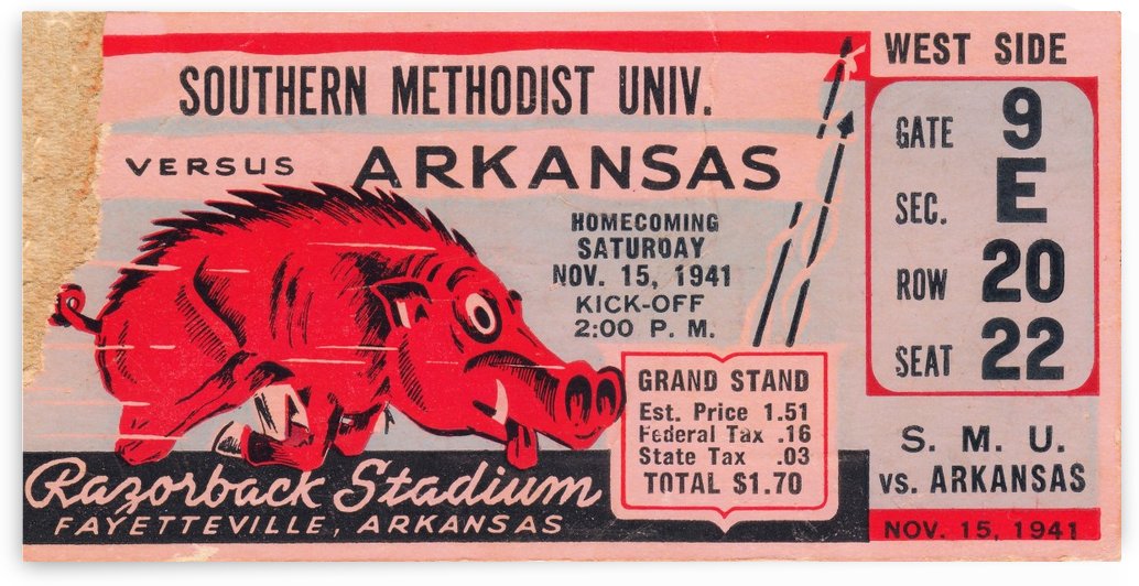 1941 SMU vs. Arkansas by Row One Brand