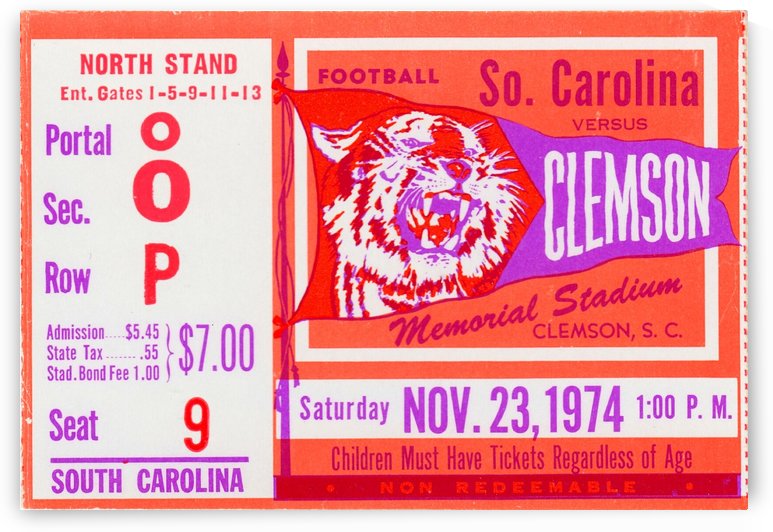 1974 Clemson Tigers Football by Row One Brand