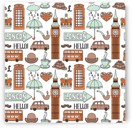 seamless pattern with london elements landmarks by Shamudy