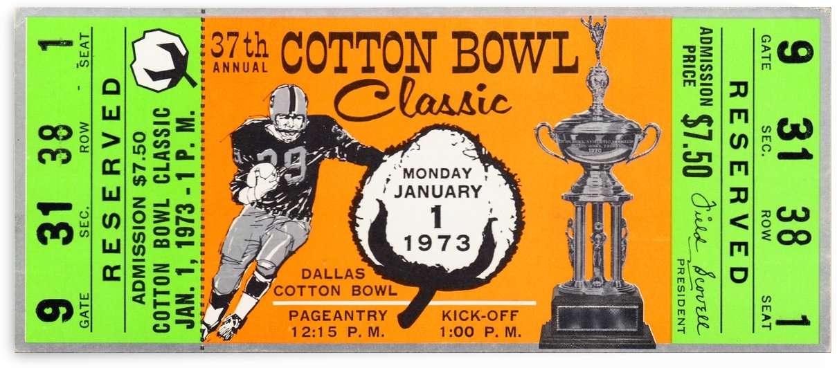 1973 Cotton Bowl Texas Win by Row One Brand