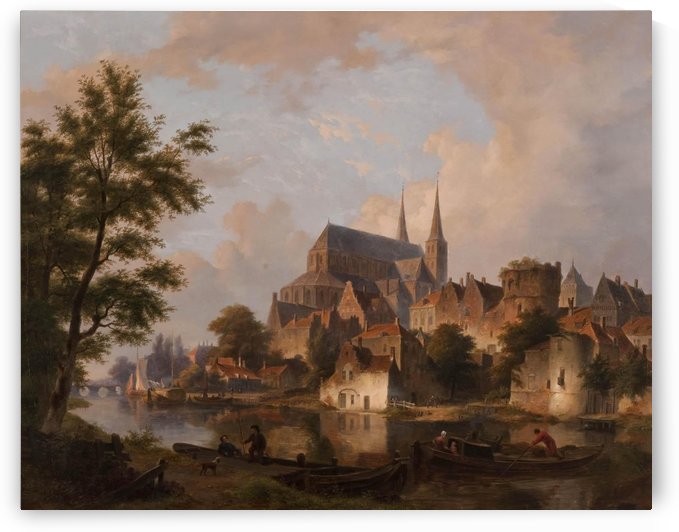Capriccio stadsgezicht, elementen Deventer by Bartholomeus Johannes van Hove
