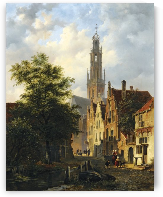 Bakenesserkerk seen from The Valkestraat, Haarlem by Bartholomeus Johannes van Hove