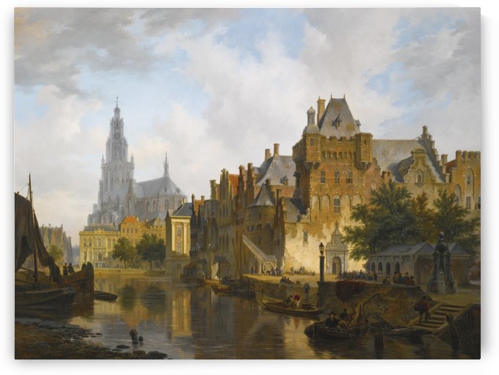 A Capriccio View Of The Hofvijver, The Hague by Bartholomeus Johannes van Hove