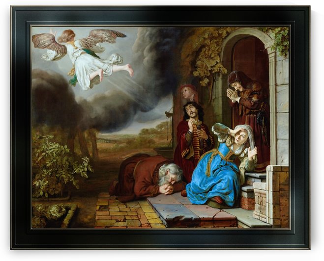 The Angel Taking Leave of Tobit and His Family by Jan Victors Old Masters Reproduction by xzendor7