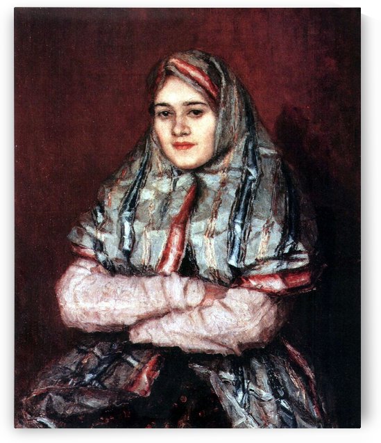 Portrait of Alexandra I. Yemelyanova nee Schrader - 1902 by Vasily Surikov