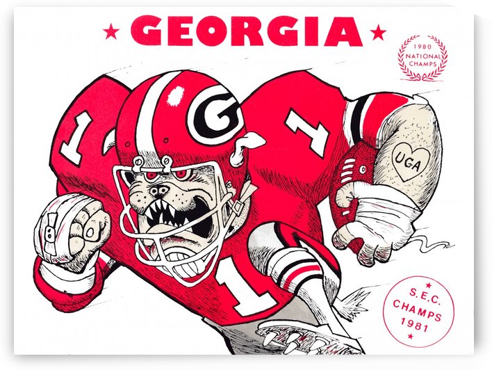1981 Georgia Bulldogs Jack Davis Print by Row One Brand