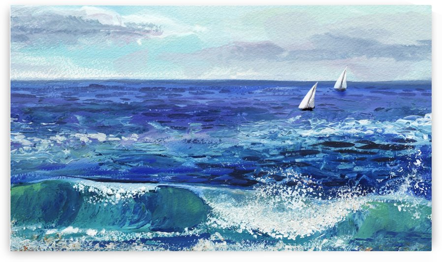 Two Boats In The Ocean Seascape Painting by Irina Sztukowski