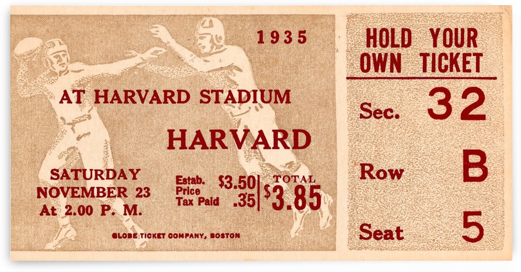 harvard football ticket art by Row One Brand
