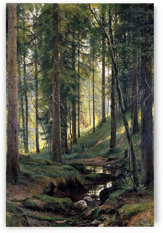 Stream by a forest slope by Ivan Shishkin