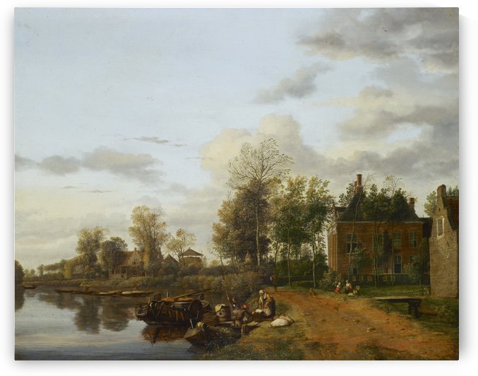 A country house on the vliet to Delft by Jan van der Heyden