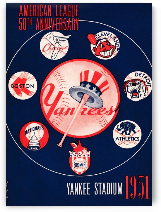 1951 New York Yankees Baseball Program Art  by Row One Brand