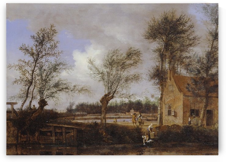 The inn of the Black Pig in Maarssen by Jan van der Heyden
