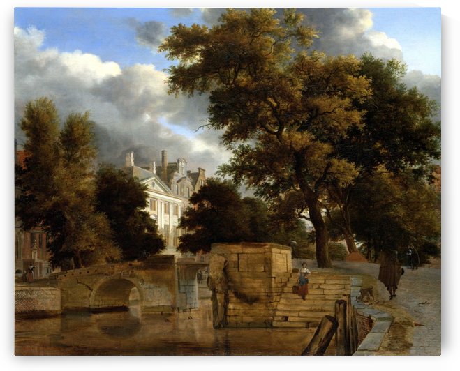 De stenen brug by Jan van der Heyden