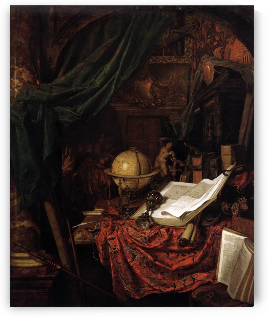 Still-Life with Globe, Books and Chinese Silk by Jan van der Heyden
