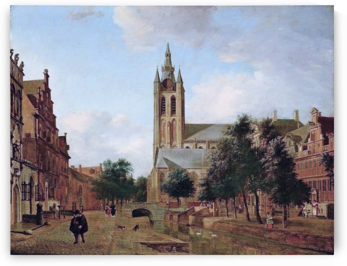 The Oude Kerk on the Oude Delft in Delft by Jan van der Heyden