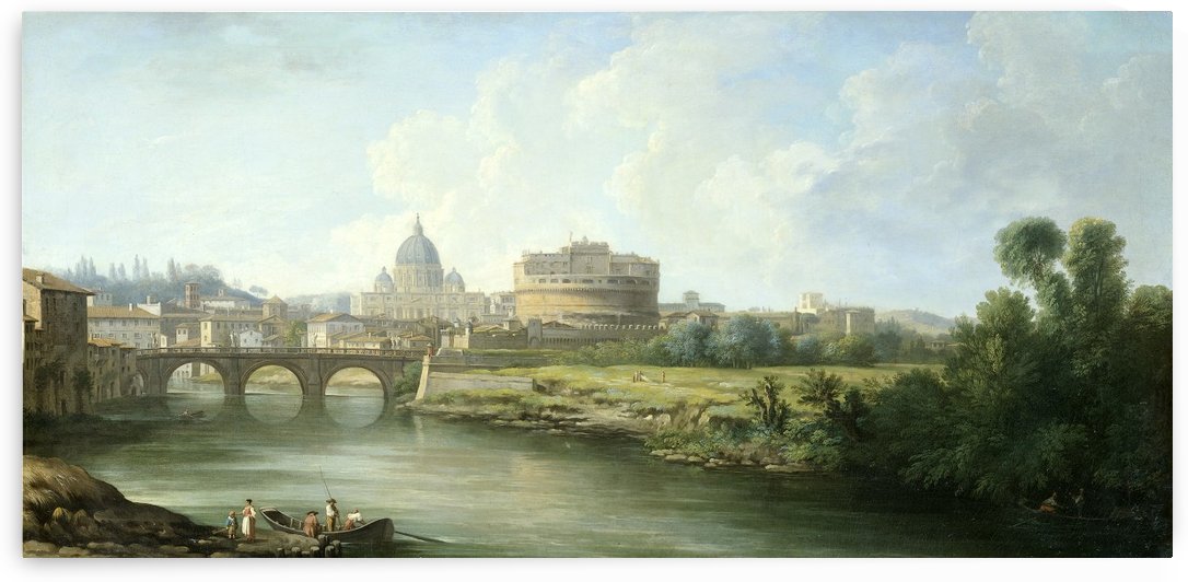 Gezicht op de Engelenburcht te Rome by Antonie Sminck Pitloo