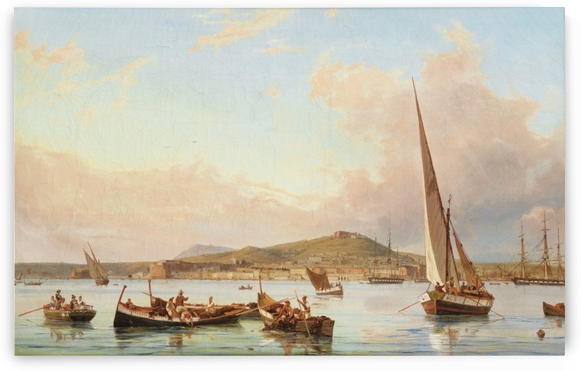 Naples, view of the Vomero hill, from the sea by Antonie Sminck Pitloo