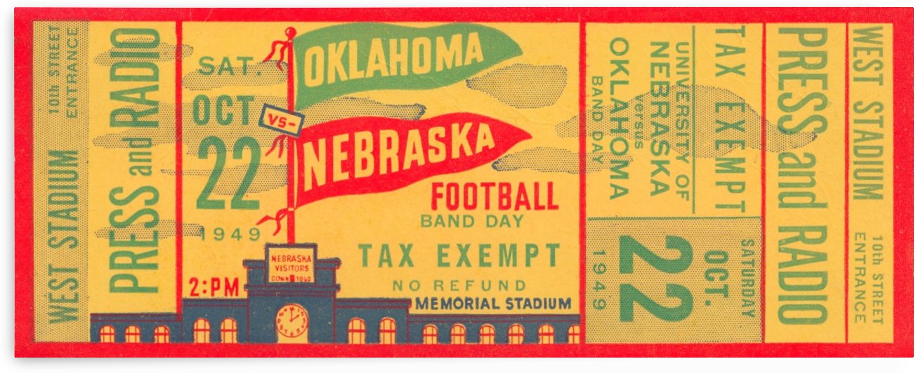 1949 Oklahoma Sooners at Nebraska Cornhuskers by Row One Brand