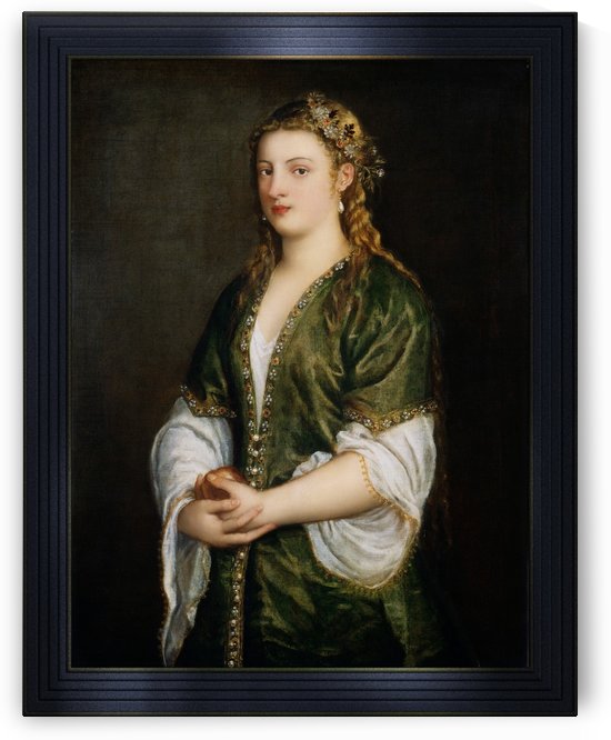 Portrait Of A Lady by Tiziano Vecellio Titian Old Masters Reproduction by xzendor7