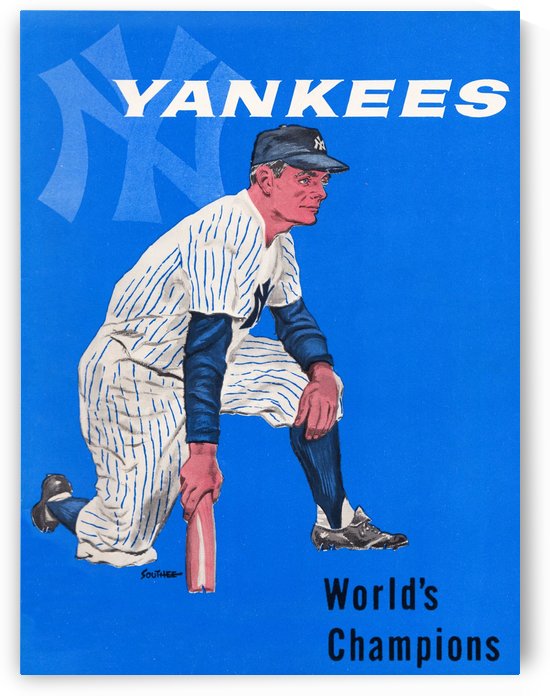 Vintage New York Yankees Baseball Art by Row One Brand