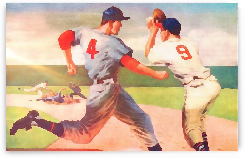Baseball Sports Watercolor Art  by Row One Brand