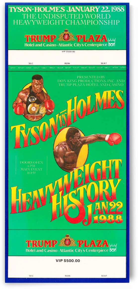 1988 Mike Tyson vs. Larry Holmes Heavyweight Boxing Ticket Trump Plaza by Row One Brand