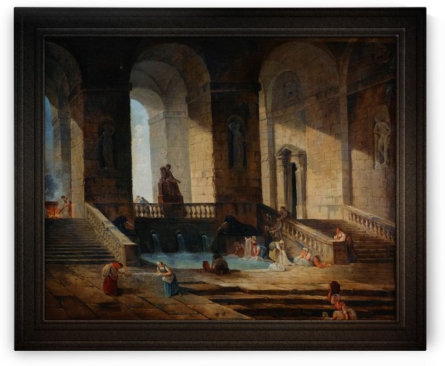 Washerwomen In A Roman Architecture by Hubert Robert Old Masters Reproduction by xzendor7