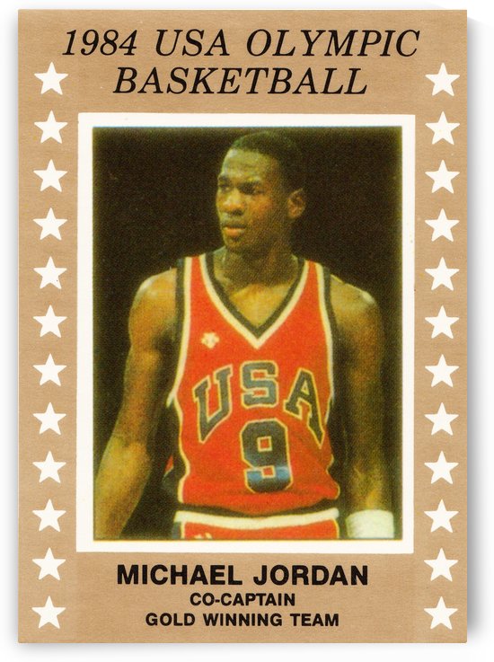 1984 USA Olympic Basketball Card Michael Jordan Art  by Row One Brand
